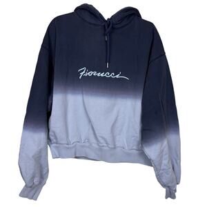Fiorucci Hoodie Womens‎ Small Blue Gradient Ombre Logo Pullover Cotton Milano